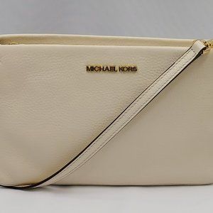MICHAEL KORS CREAM LARGE XBODY PEBBLE LEATHER